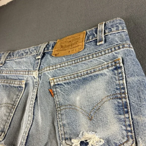 Vintage Levis 517 Jeans Mens 32x28* Blue Orange Tab Made In USA Distressed Light